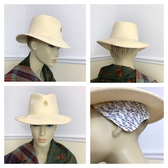 Vintage Conte of Florence ivory wool hat 56 - Picture 2 of 11